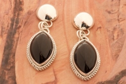 Artie Yellowhorse Genuine Black Onyx Sterling Silver Post Earrings